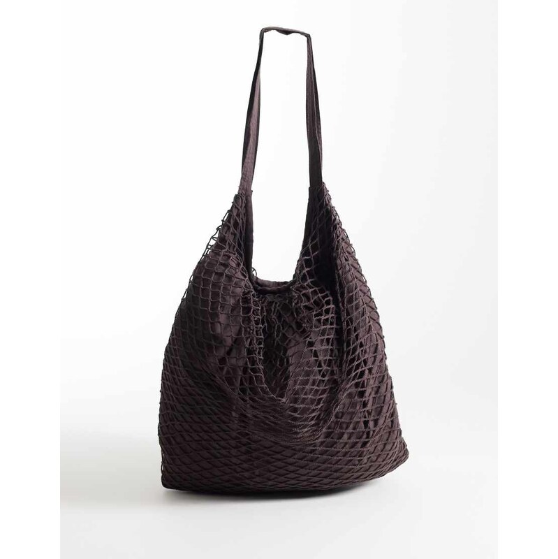 ASOS DESIGN net tote bag in chocolate-Brown