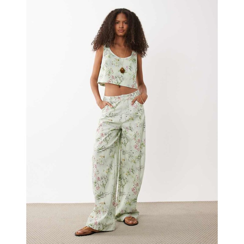 ASOS DESIGN barrel trousers co ord in floral print-Multi