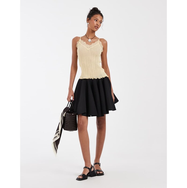 & Other Stories knit cami with lace neckline detail in light