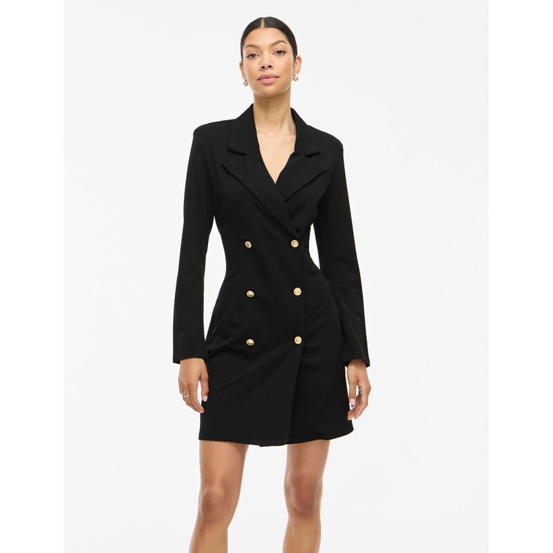 Vila Long-Sleeve Tailored Blazer Mini Dress in Black