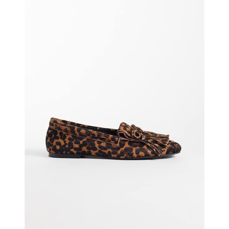 ASOS DESIGN Moxen premium fringe detail loafer in hair on real