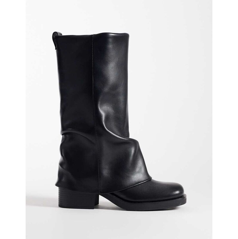 ASOS DESIGN Carrie fold over slouch boot in black