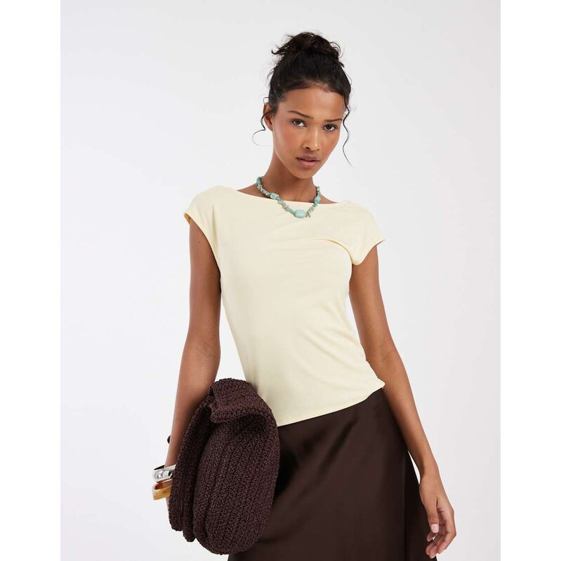 & Other Stories slim fit slinky top in butter yellow