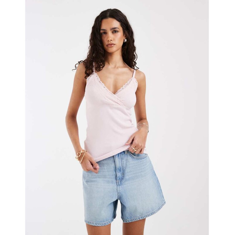 Hollister lace trim cami in baby pink