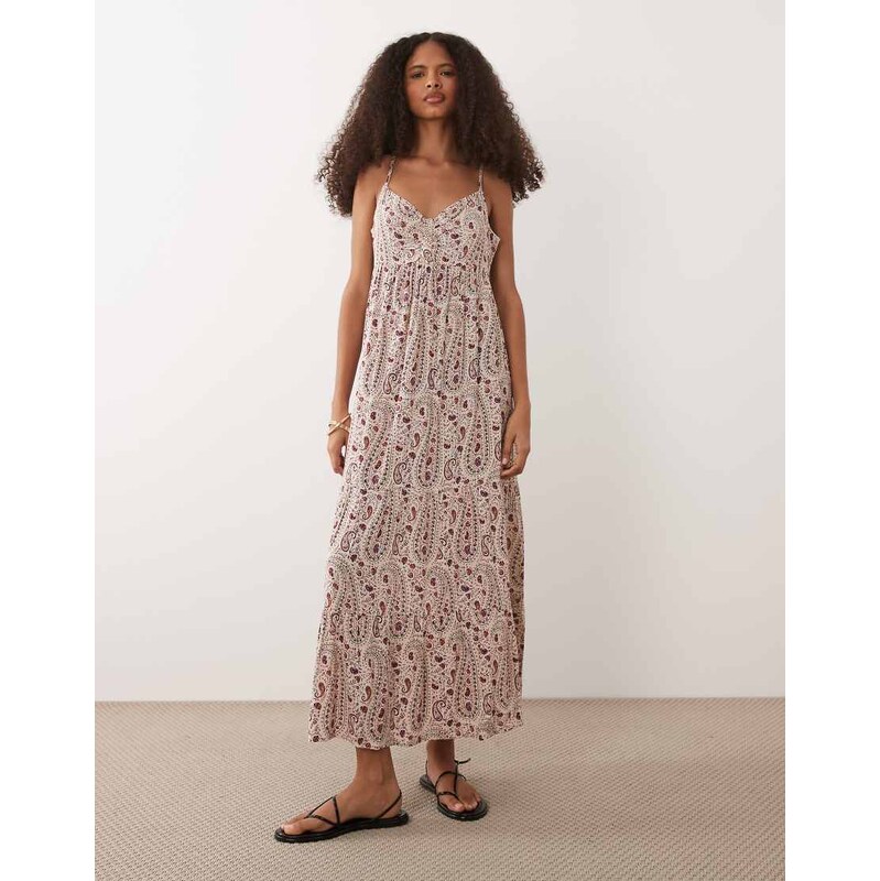 JDY cami maxi dress in red paisley print