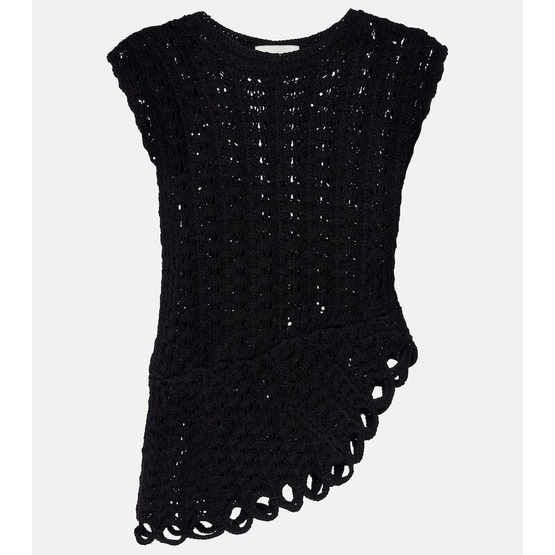 Loulou de Saison Saez asymmetric scalloped crochet top