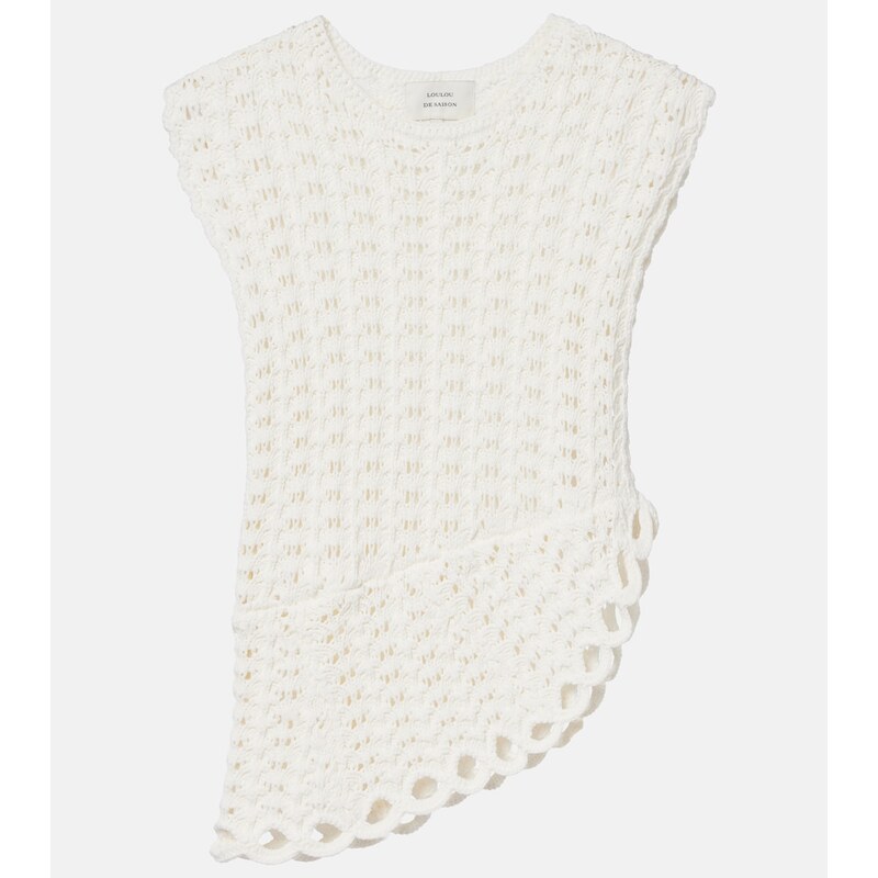 Loulou de Saison Saez asymmetric scalloped crochet top