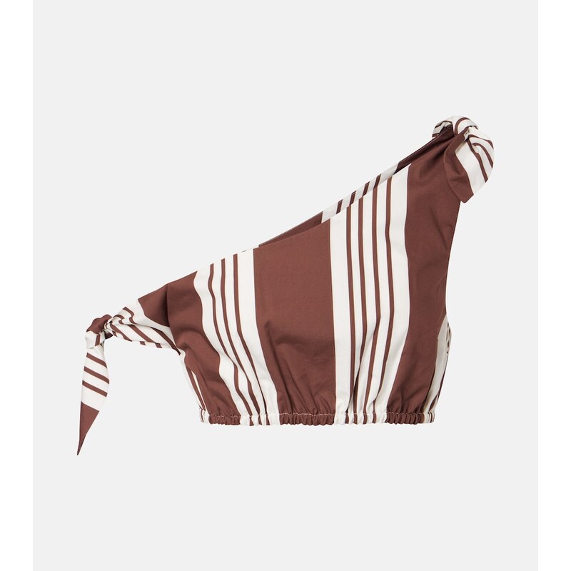 Posse Rosie asymmetric striped cotton crop top