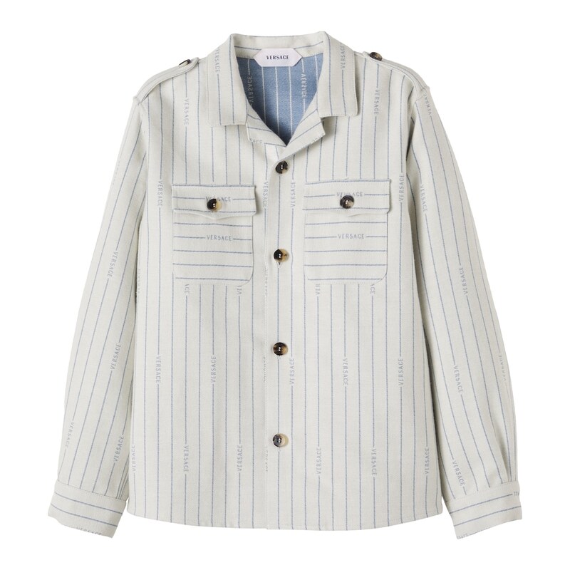 Versace Kids Logo striped cotton jacket