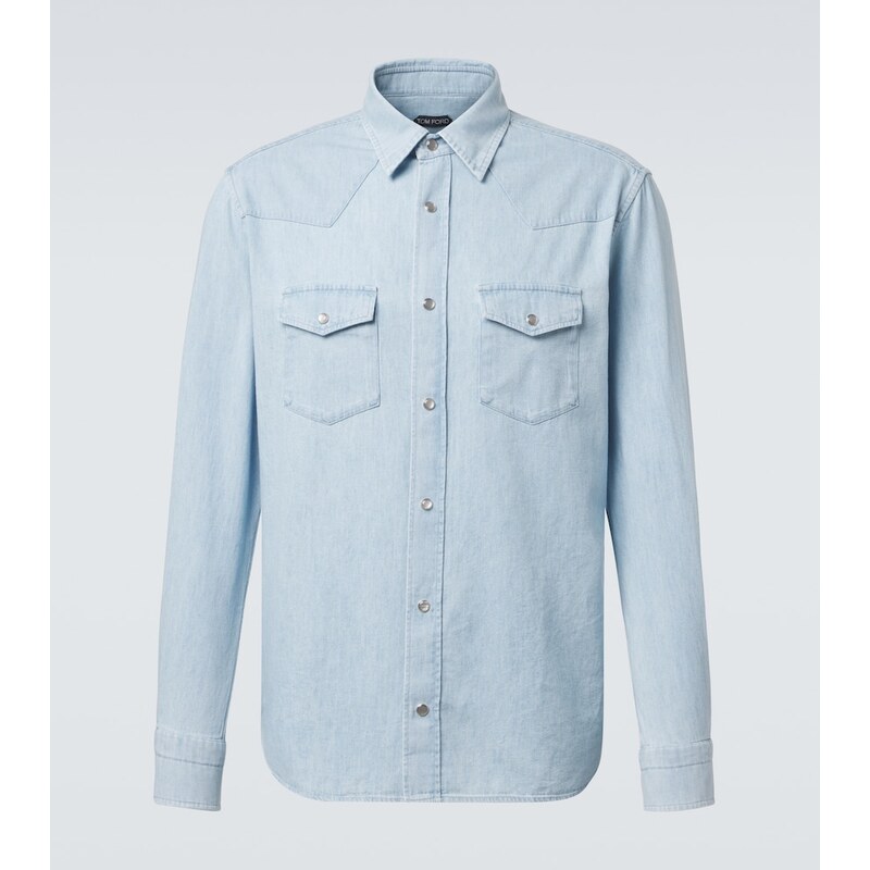 Pánská košile Tom Ford v barvě pale blue z bavlny