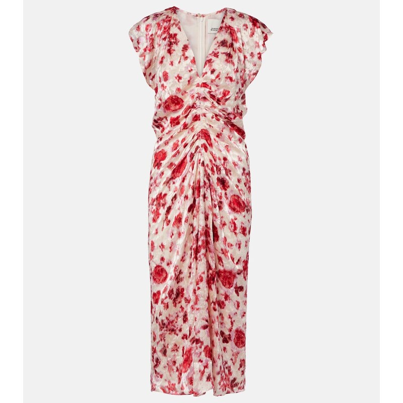 Isabel Marant Lindsay floral ruched jacquard midi dress