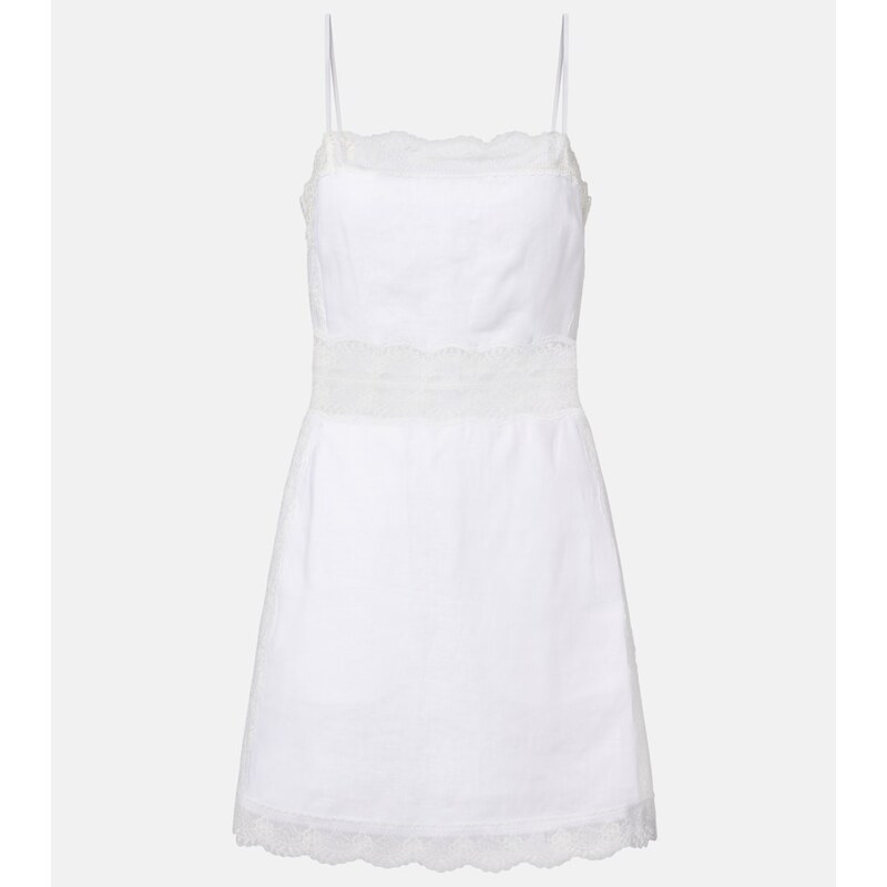 Staud Amalina lace-trimmed linen minidress