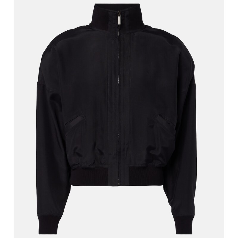 Dámský bomber od Gucci z čistého šálu v barvě černá/Grizzly