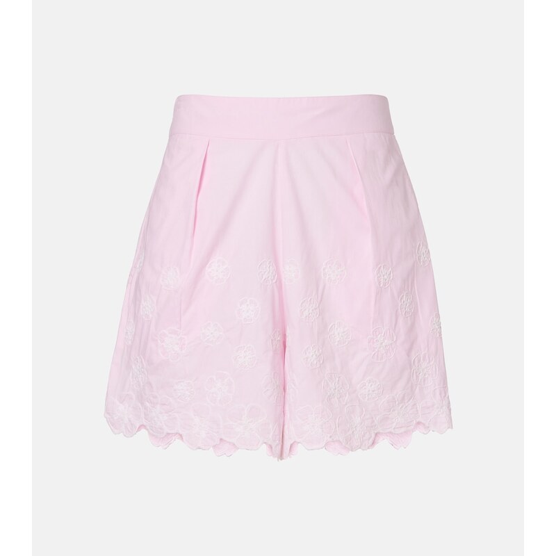 Juliet Dunn Embroidered cotton poplin shorts
