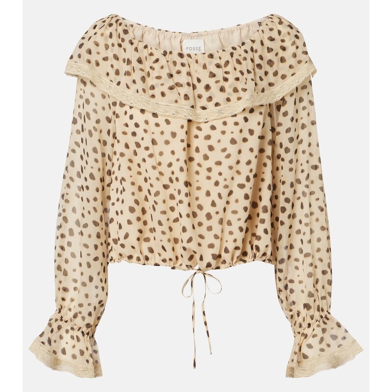 Posse Priscilla leopard-print silk blouse