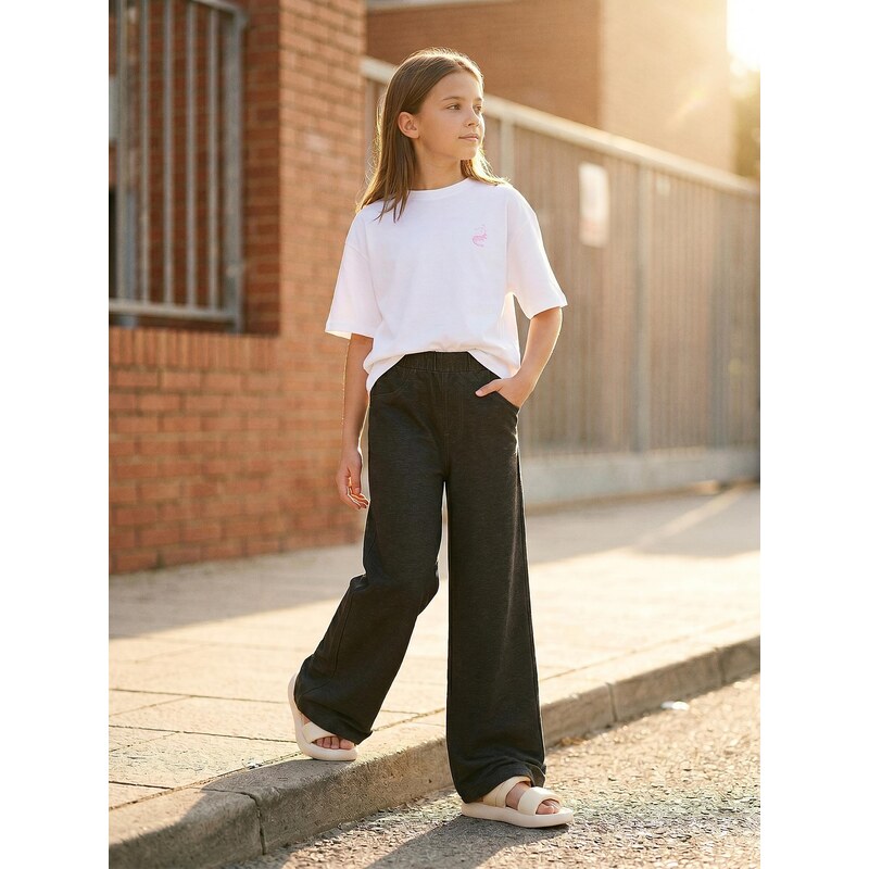 Sinsay - Melírované džíny wide leg - šedá
