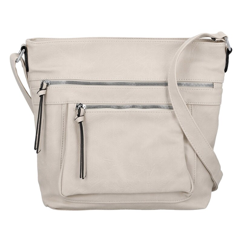Amalia Trendy dámská koženková crossbody kabelka Zeta, krémová