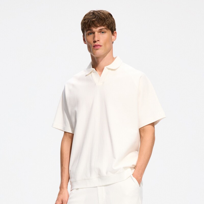 Reserved - Oversize polo tričko - krémová