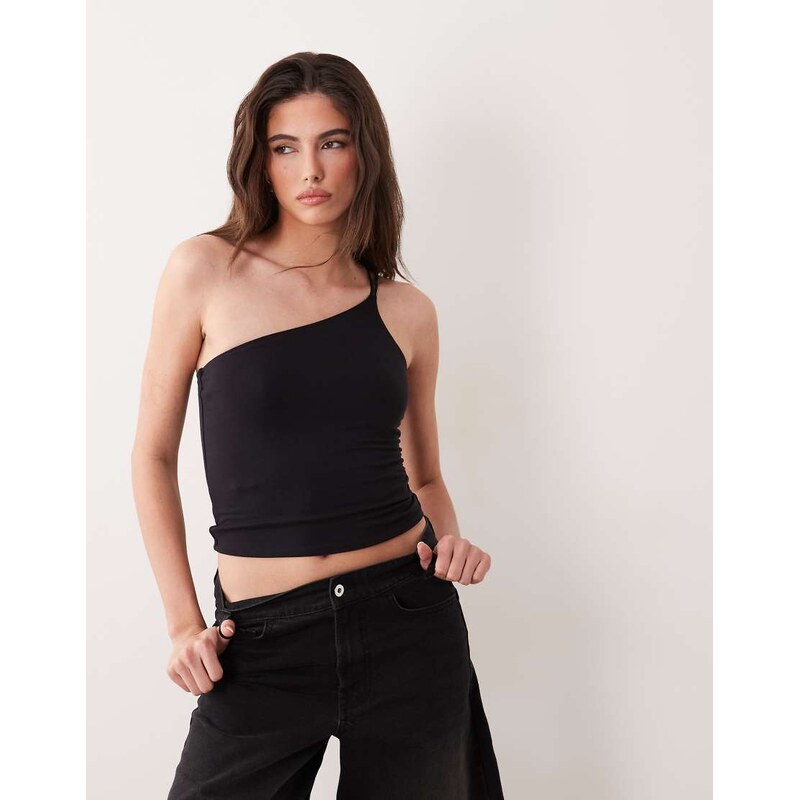 Supre soft garce one shoulder top in black