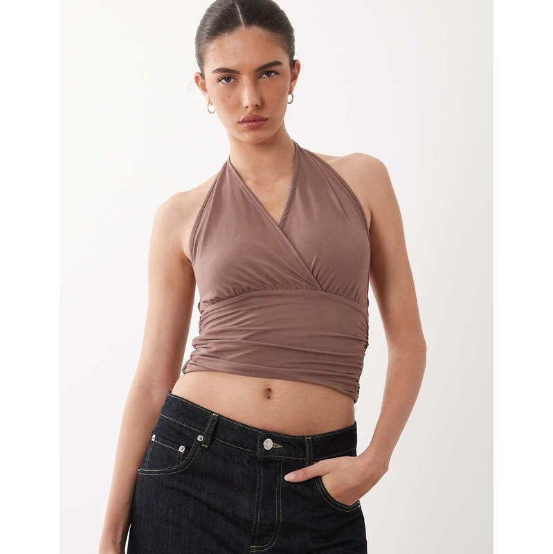 Supre soft chiara halter top in frappe brown