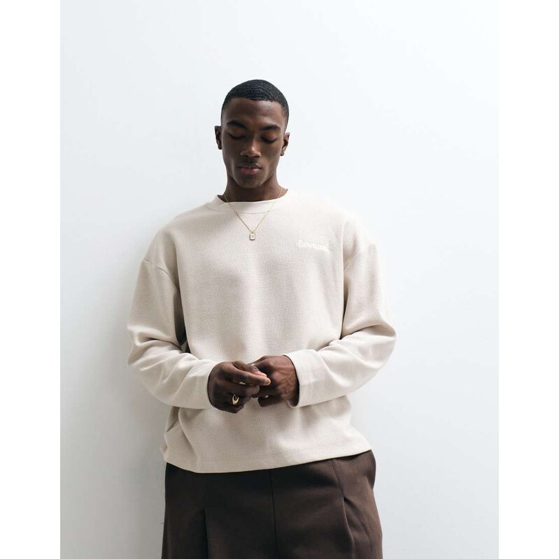 Cernucci 100% cotton long sleeve boxy oversized-fit waffle logo