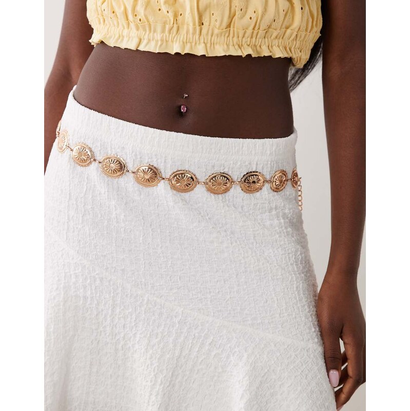 South Beach western trim chain belt in gold