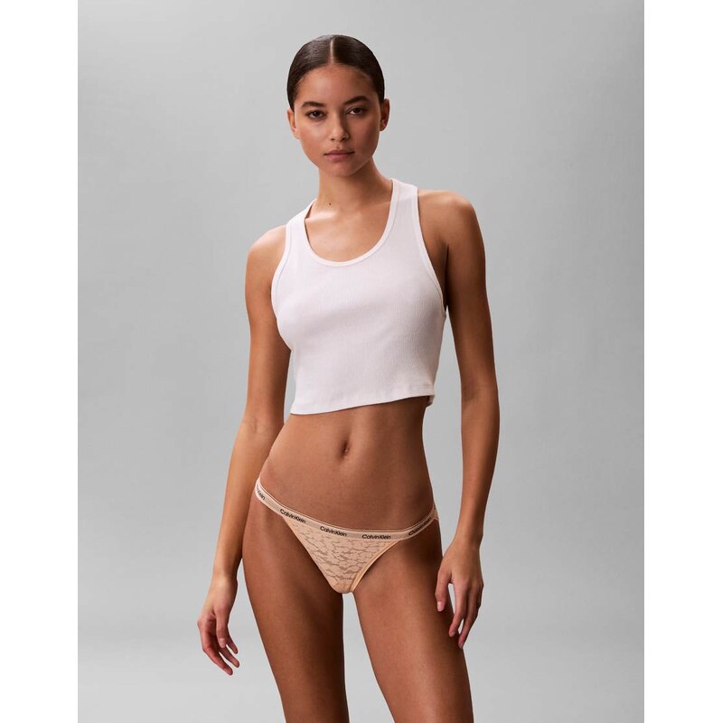 Calvin Klein Icon Lace string bikini briefs in peach-Orange
