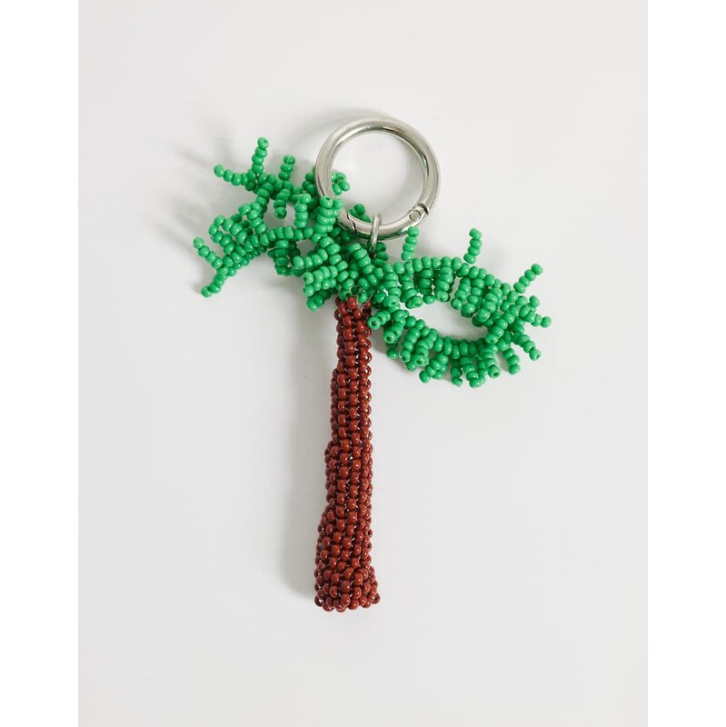 ASOS DESIGN seed bead palm tree bag charm in multi