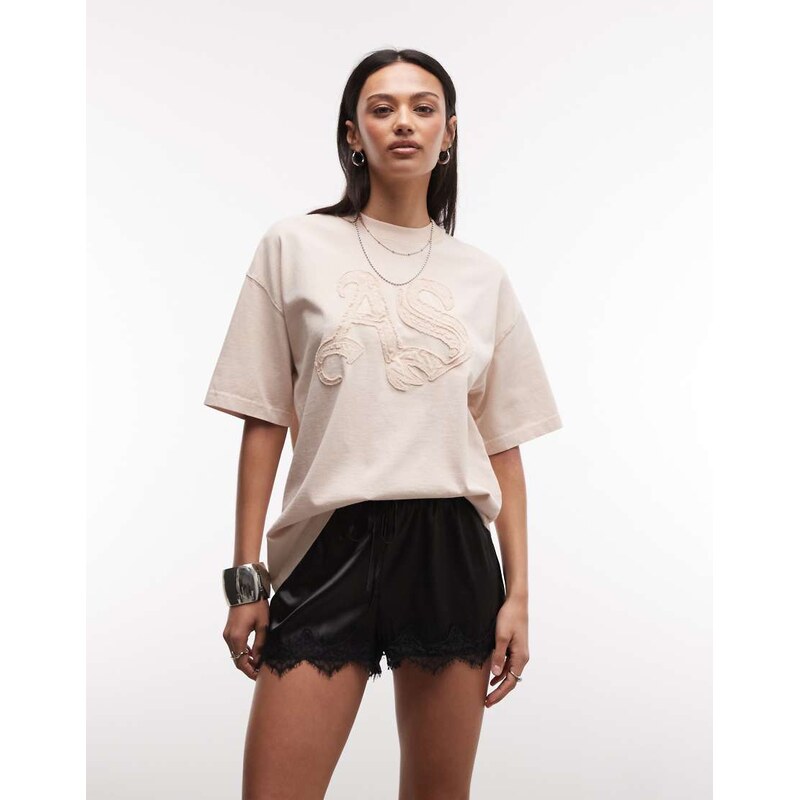 AllSaints Insignia Etta short sleeve distressed logo t-shirt in