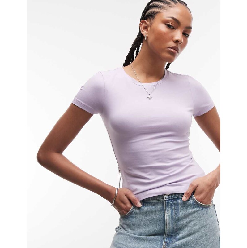 Monki slim fit baby tee in lilac - LILAC-Purple