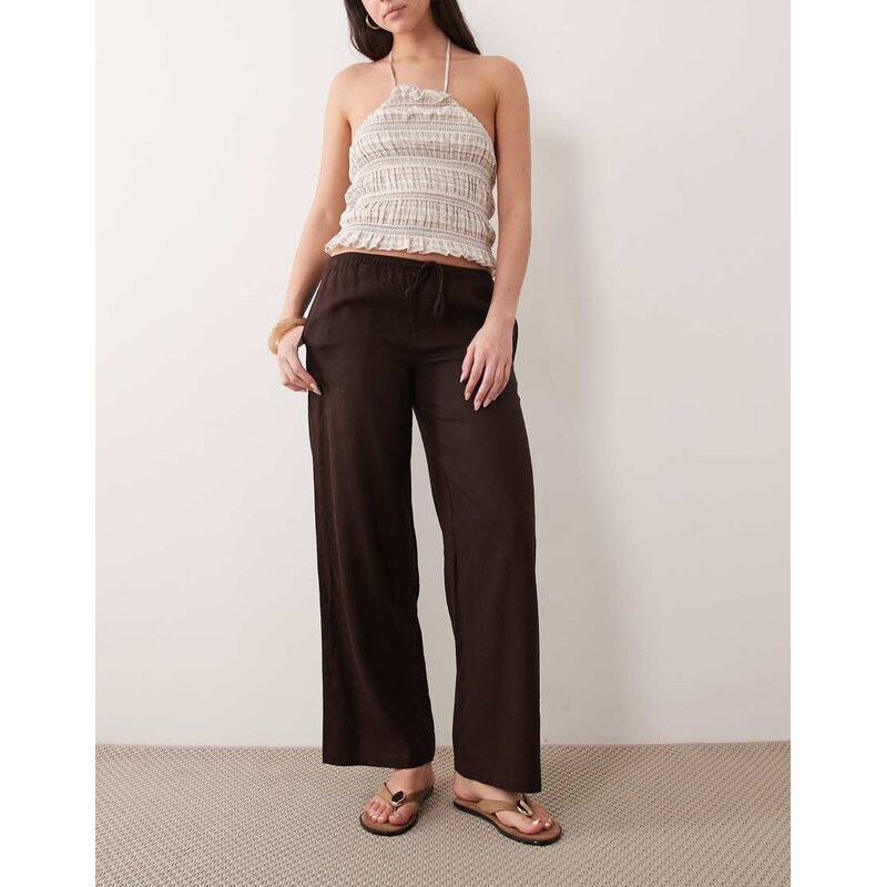 Supre henley relaxed linen pant in brown bean