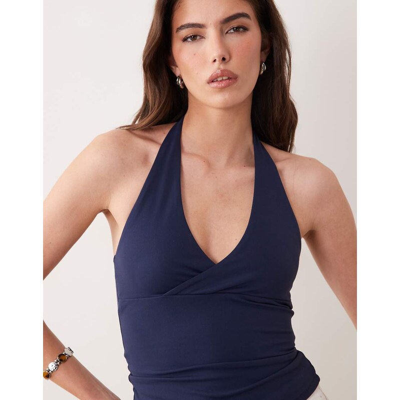 Supre sleek tonya halter top in navy league-Blue