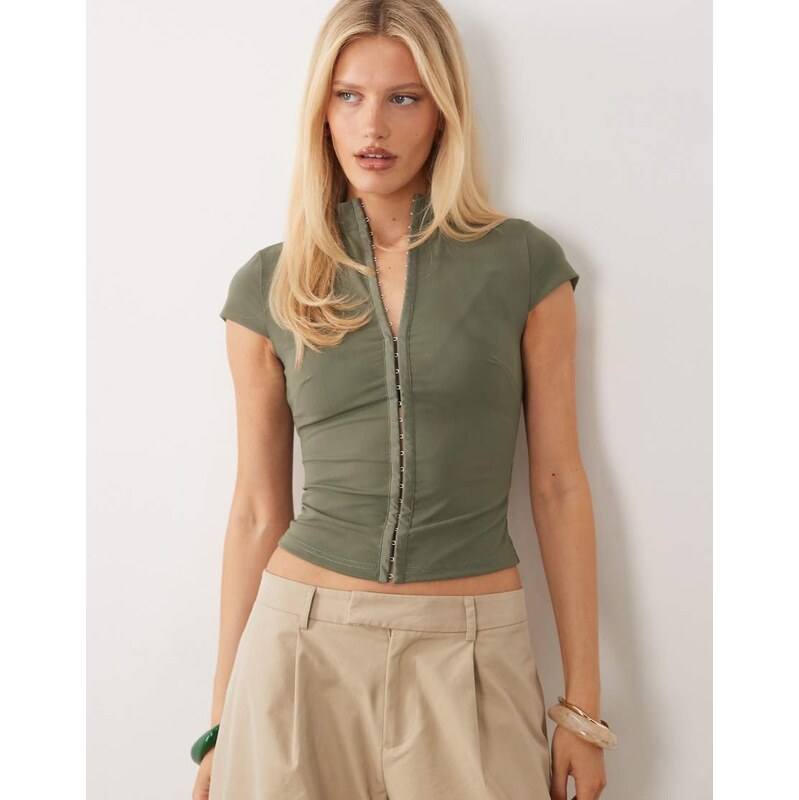 I.AM.GIA Isela multiway hook and eye front cap sleeve top in