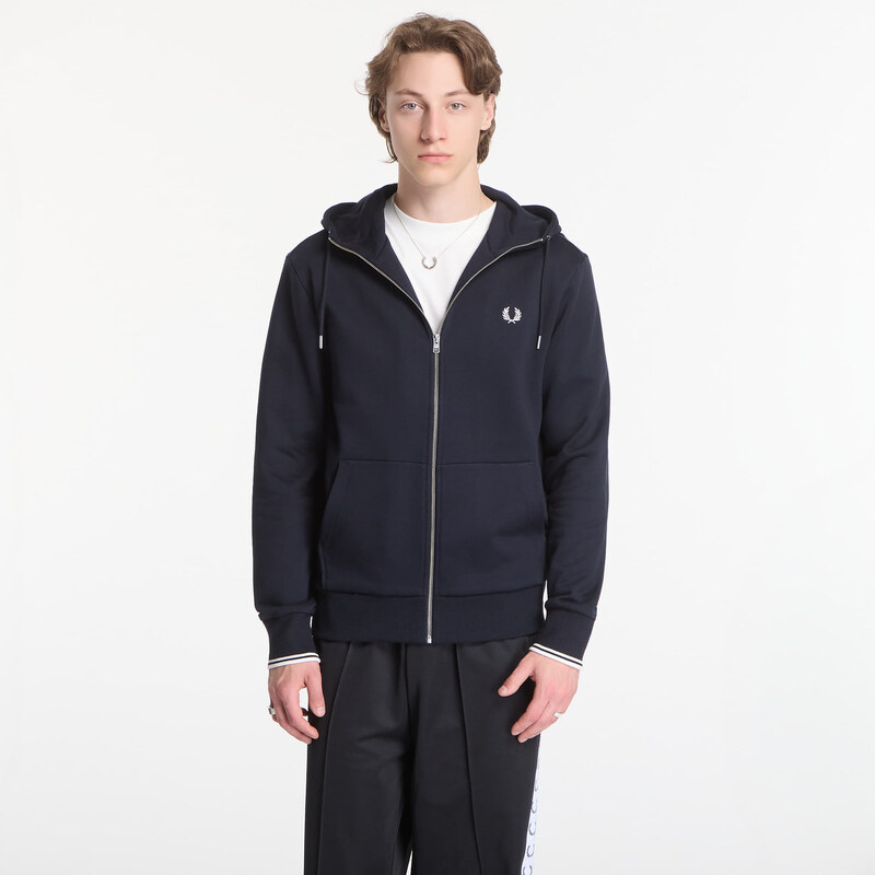 Mikina Fred Perry Hooded Zip Through Sweatshirt Black M