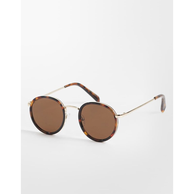Mango round sunglasses in tortoiseshell-Brown