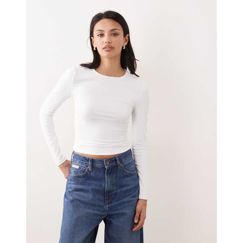Supre sleek miley long sleeve top in white