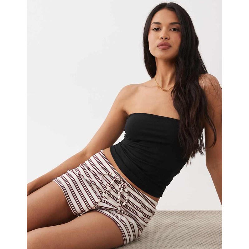 Gina Tricot supersoft drawstring shorts in pink stripe