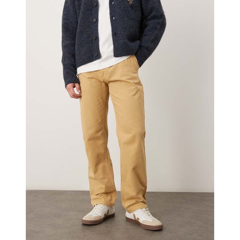 ASOS DESIGN straight fit chino in beige-Neutral