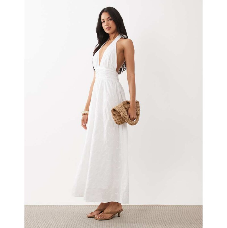 Gina Tricot halterneck maxi dress in white