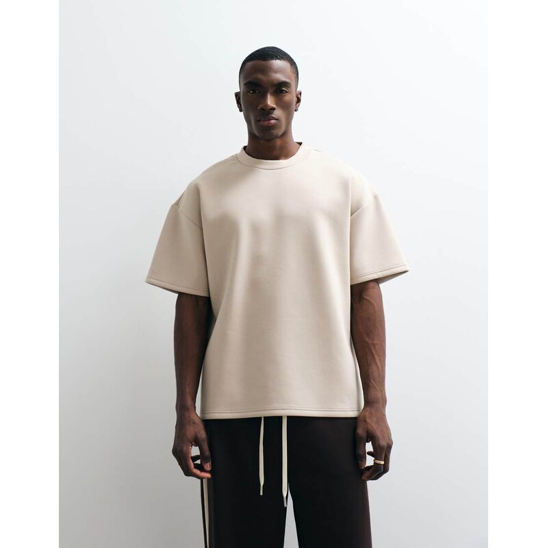 Cernucci scuba-style fabric oversized boxy-fit t-shirt in stone