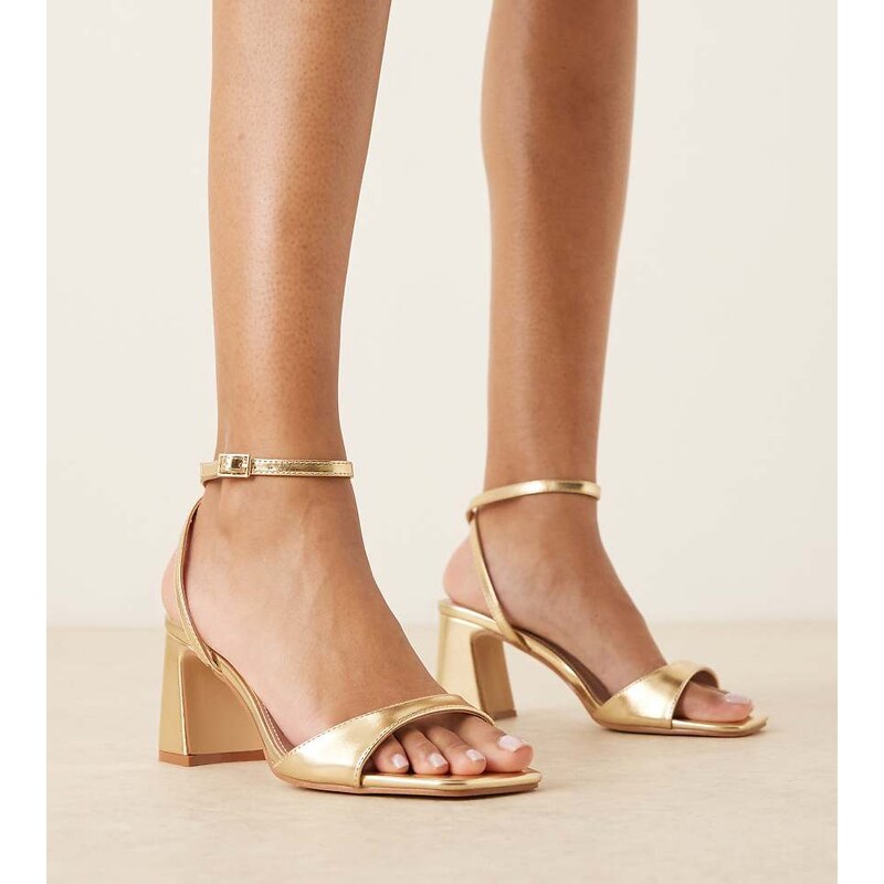 RAID Wide Fit Cora block heeled sandals in gold