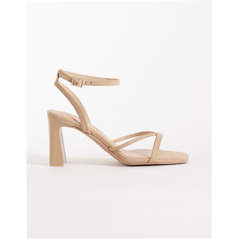 Aldo Stellare heeled sandal with ankle strap in beige-Neutral