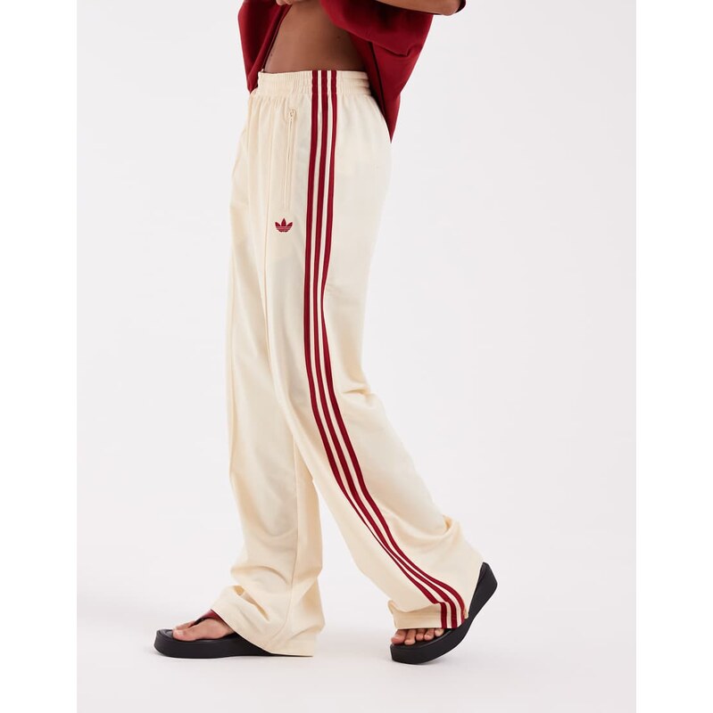 adidas Originals firebird loose track pants in cream and red