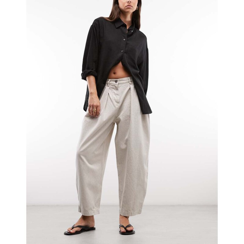 AllSaints Becca pleated barrel denim jeans in leopard print