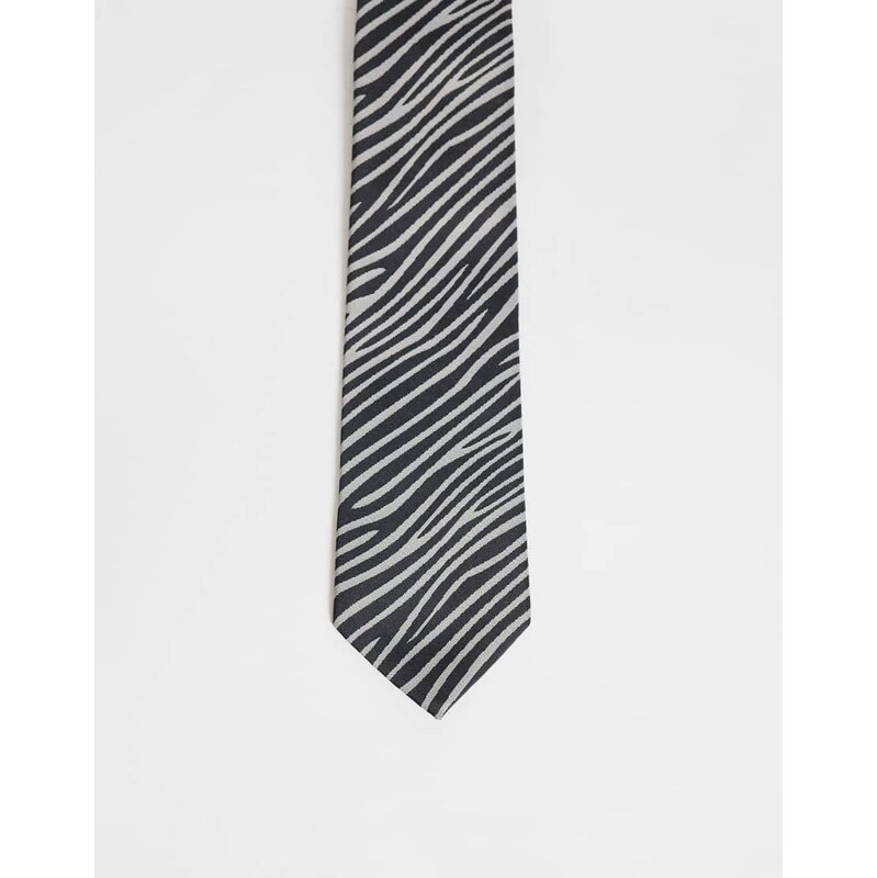 ASOS DESIGN tie in zebra print-Multi