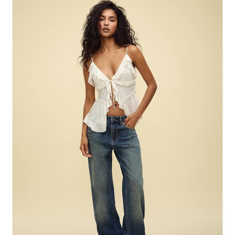 Stradivarius Tall d92 straight wide-leg jeans in light grey