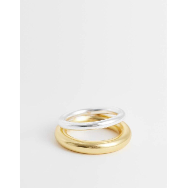 & Other Stories cuff ring in silver and gold multi