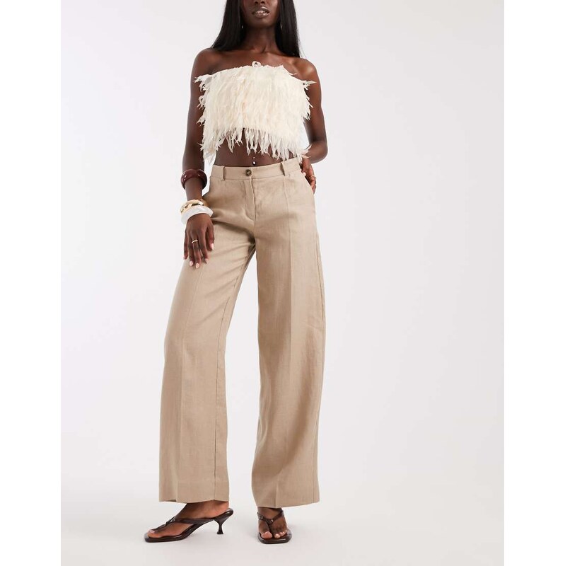 & Other Stories pure linen tailored trousers in beige-Neutral