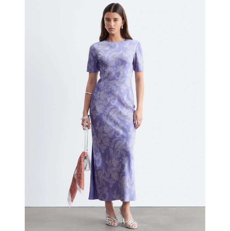 & Other Stories satin paisley print maxi dress with cut in waist