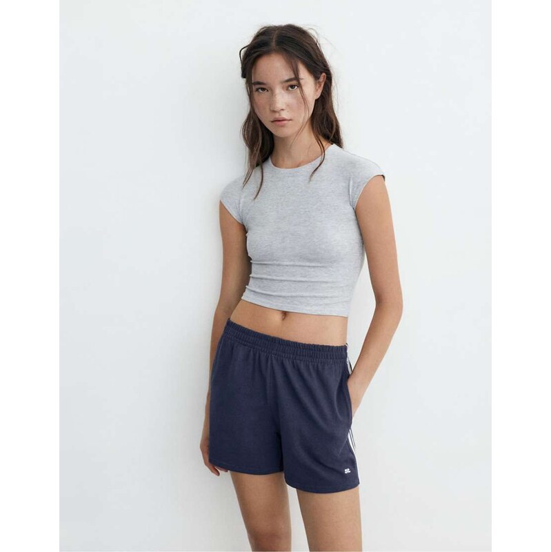 Pull&Bear Sports shorts with side stripes in navy